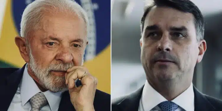 O presidente Luiz Inácio Lula da Silva à esquerda e o senador Flávio Bolsonaro à direita  • Reprodução/CNN