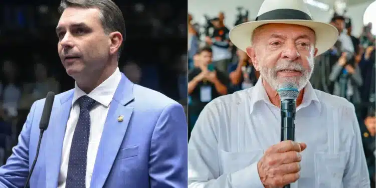 O senador Flávio Bolsonaro (PL) e o presidente Luiz Inácio Lula da Silva (PT), candidatos à Presidência • Carlos Moura/Agência Senado e Ricardo Stuckert/PR