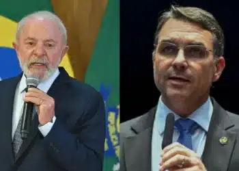O presidente da República, Luiz Inácio Lula da Silva (PT) e o senador Flávio Bolsonaro (PL)  • Reprodução