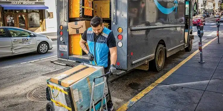 Amazon: varejista amplia a própria operação para assumir mais entregas nos EUA. (David Paul Morris/Bloomberg/Getty Images)