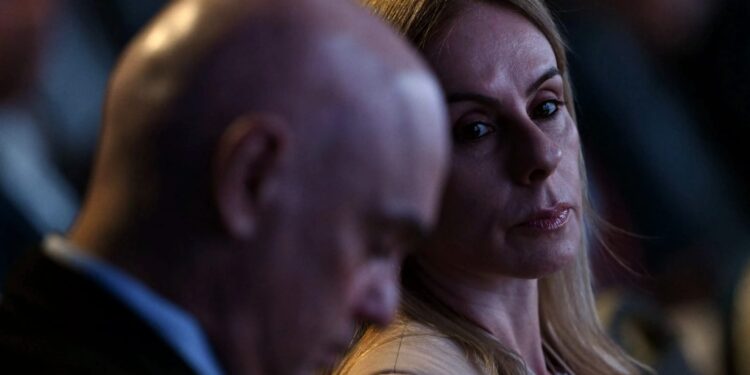 Alexandre de Moraes, ministro do STF, e a esposa, Viviane Barci de Moraes (MAURO PIMENTEL/AFP)