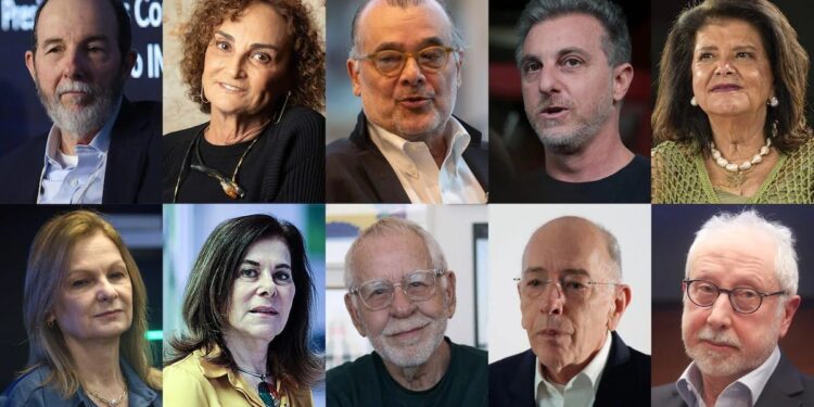 A partir da esquerda e do alto: Armínio Fraga, Elena Landau, Gustavo Franco, Luciano Huck, Luiza Helena Trajano, Ana Paula Vescovi, Mayana Zatz, Nelson Motta, Pedro Parente e Persio Arida são alguns dos nomes na lista. Foto: Estadão