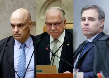 Alexandre de Moraes, Edson Fachin e André Mendonça — Foto: Gustavo Moreno/STF/29-05-2024; Cristiano Mariz/Agência O Globo//03/08/2026; Antonio Augusto/STF/25-09-2024