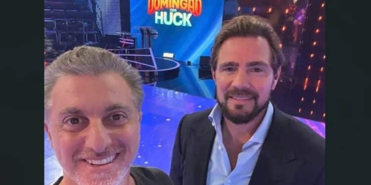 Luciano Huck e Vorcaro no estúdio do Domingão, no fim de 2024 (Dados obtidos pela PF no celular de Vorcaro/Divulgação)