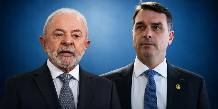 Flávio na liderança: candidato do PL aparece na frente na disputa presidencial (Ricardo Stuckert/Agência Senado/Montagem Exame/Flickr)