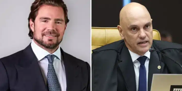 O empresário Daniel Vorcaro (esq.) e o ministro Alexandre de Moraes (dir.) • Reprodução e Luiz Silveira/STF