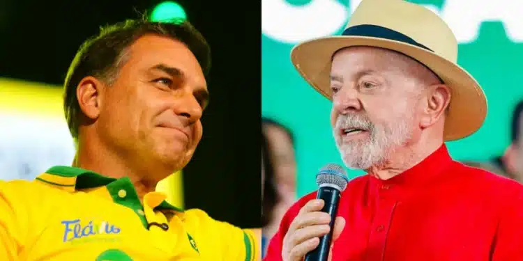Senador Flávio Bolsonaro (PL) e o presidente Luiz Inácio Lula da Silva (PT)  • Reprodução