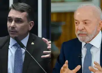 O senador Flávio Bolsonaro (PL-RJ) e o presidente Luiz Inácio Lula da Silva (PT)  • Carlos Moura/Agência Senado/Ricardo Stuckert