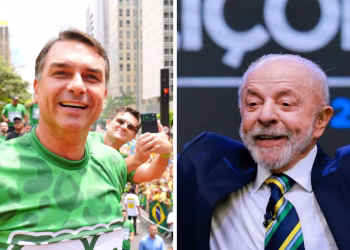 Flávio e Lula estão empatados dentro da margem de erro da pesquisa
Montagem: Charles Vieira/Divulgação Flávio Bolsonaro; Ricardo Stuckert/PR