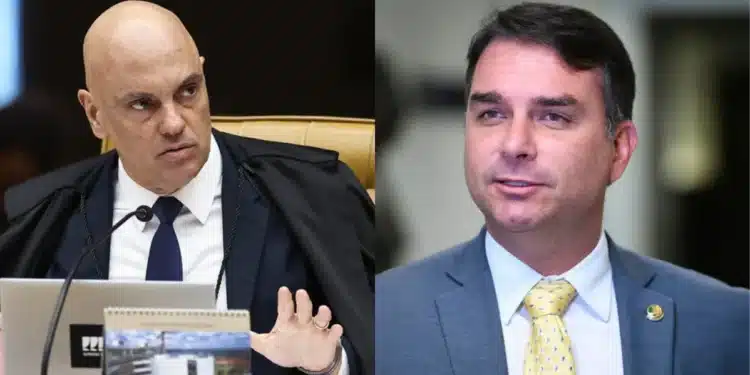 Ministro Alexandre de Moraes, do STF (Supremo Tribunal Federal), e senador Flávio Bolsonaro (PL-RJ)  • Alejandro Zambrana/STF e Edilson Rodrigues/Agência Senado