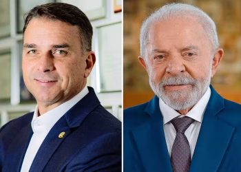 Flavio Bolsonaro (PL) e Lula (PT) — Foto: Divulgação