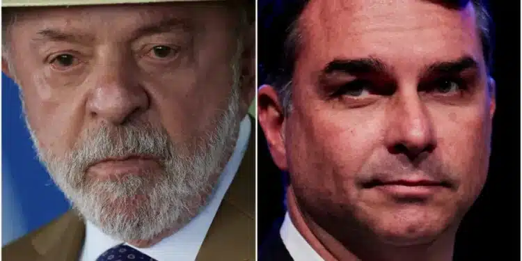Lula, em uma cerimonia no Palacio Planalto, em 8 de agosto; e Flavio, durante evento em Brasília, em 5 de agosto | Foto: Adriano Machado/Reuters